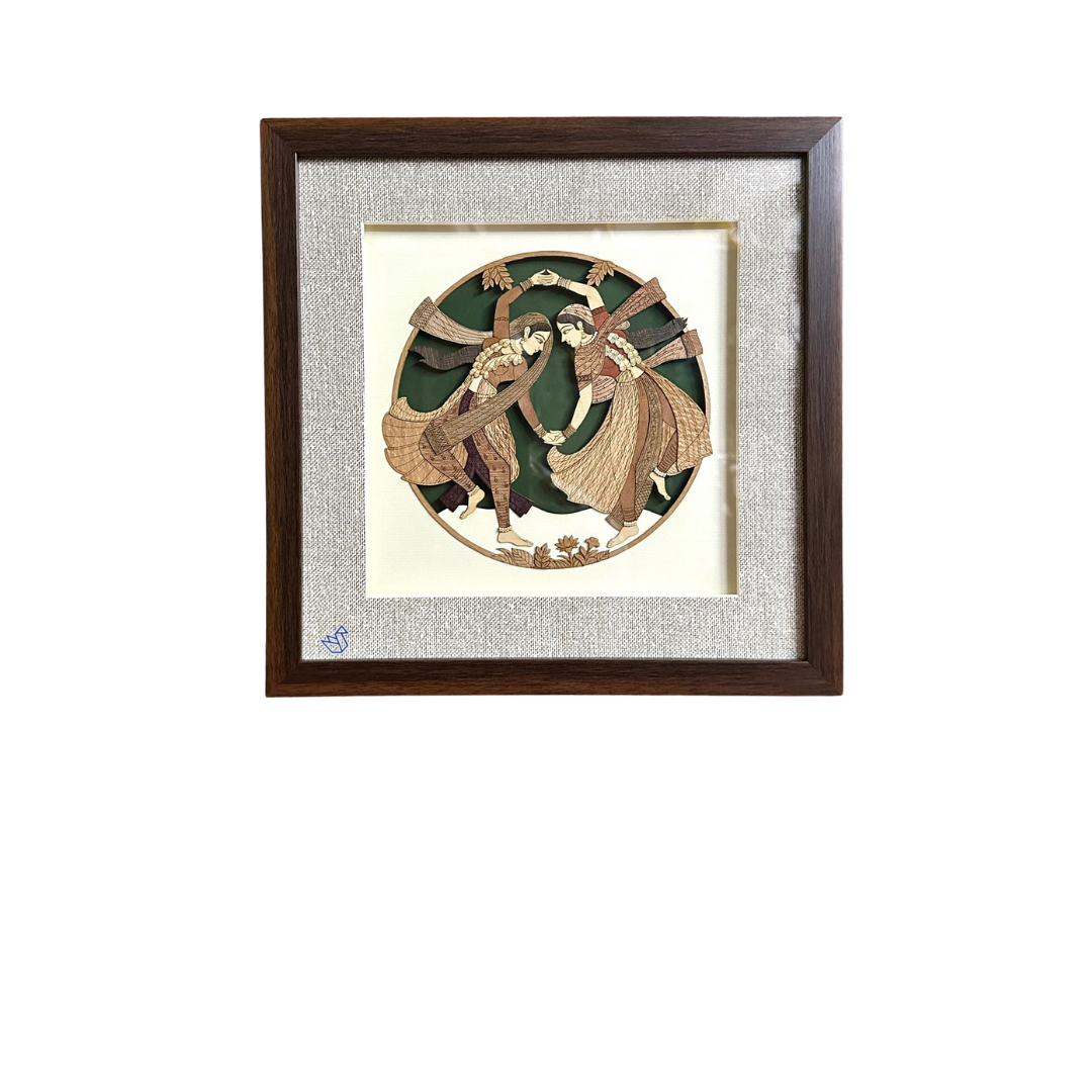 Two Dancers Wooden Artwork Frame 3D Design Exclusive Crafts By Tamrapatra
