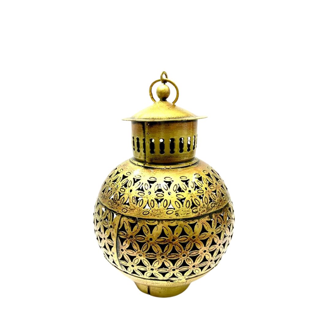 Hanging Lantern Round Design Metal Handicrafts Festival Décor By Tamrapatra