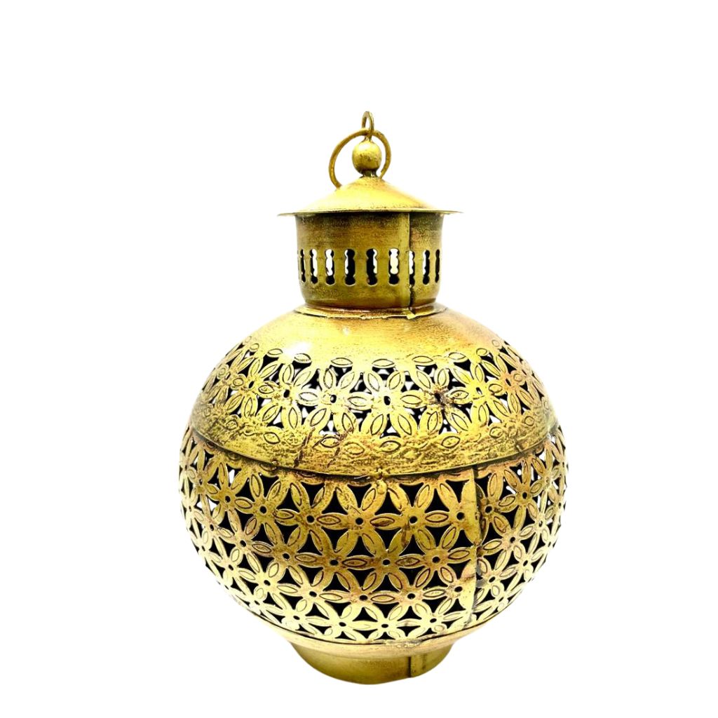 Hanging Lantern Round Design Metal Handicrafts Festival Décor By Tamrapatra