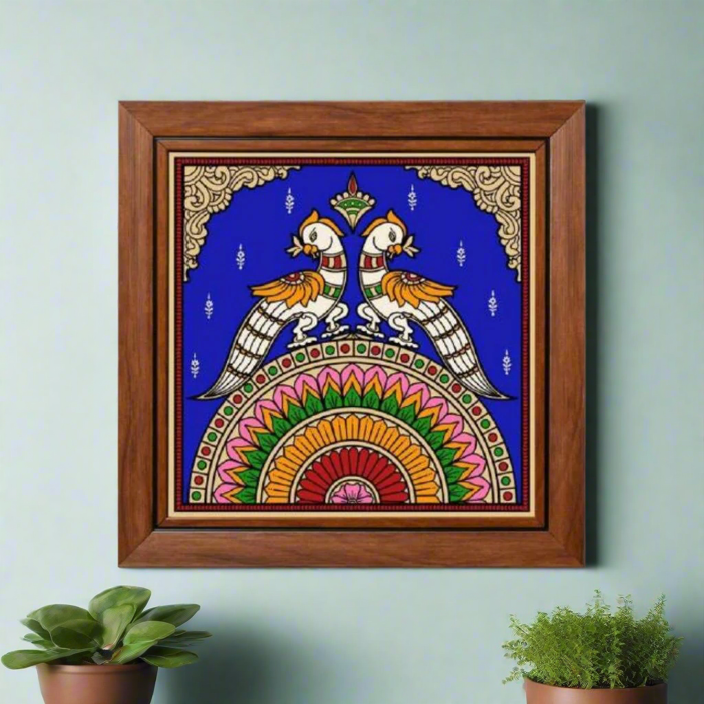Birds Theme Tanjore Reverse Glass Paintings Frame In Various Designs By Tamrapatra