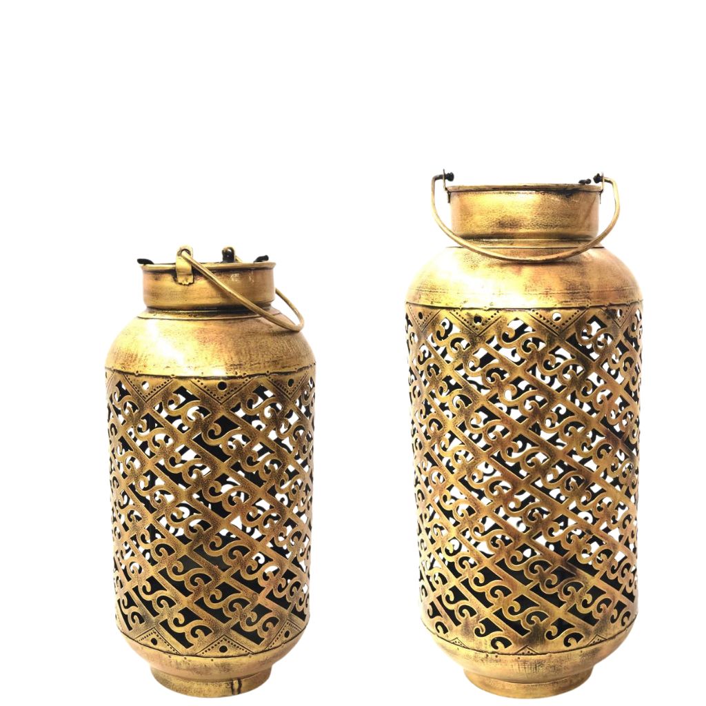 Bottle Shaped Tea Light Holder Hanging Metal Decor Vase Handcrafted Tamrapatra