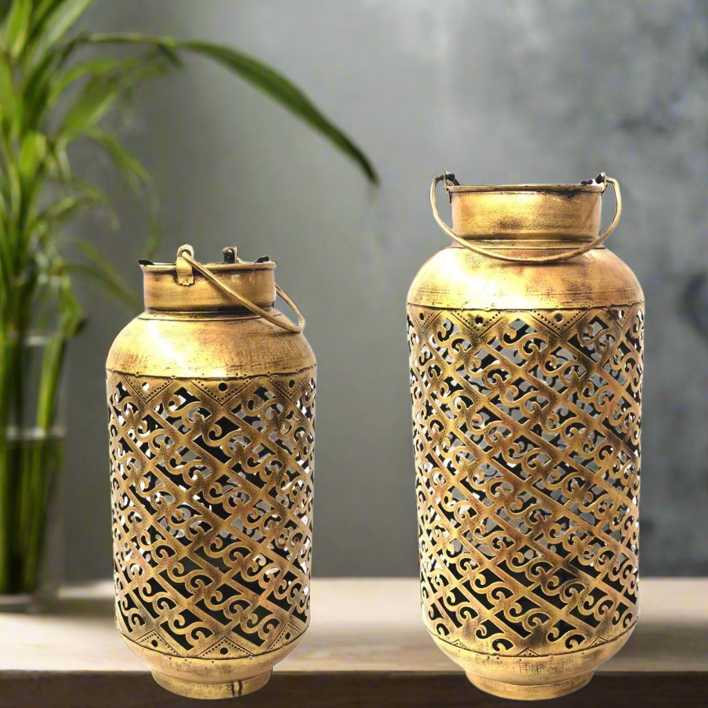 Bottle Shaped Tea Light Holder Hanging Metal Decor Vase Handcrafted Tamrapatra