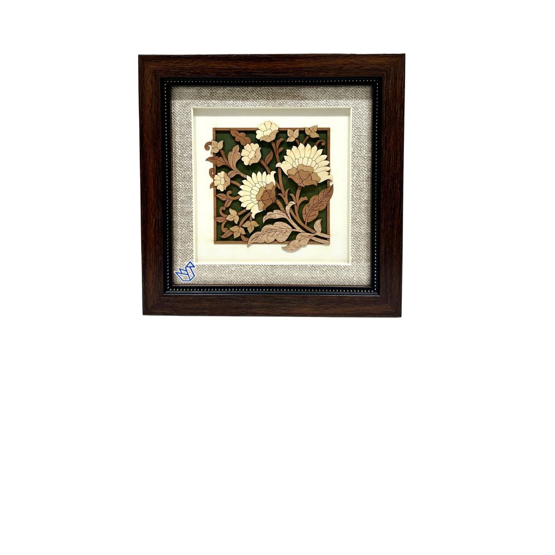 Floral Green 3D Wood Artwork Exclusive Designs Hanging Wall Frame By Tamrapatra
