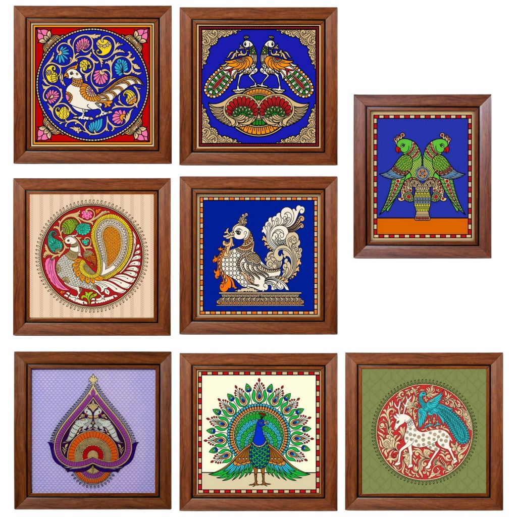 Birds Theme Tanjore Reverse Glass Paintings Frame In Various Designs By Tamrapatra