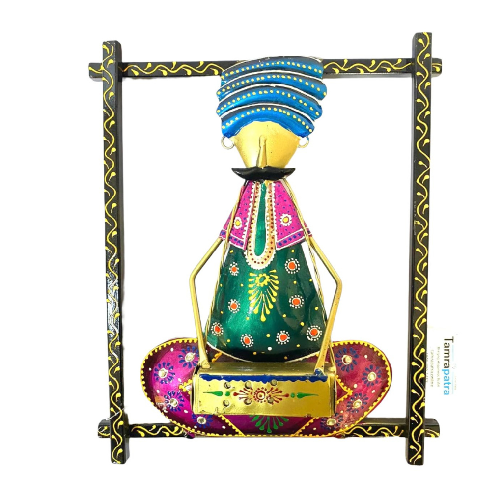 Metal Art Much Doll Traditional Man Playing Instruments Artistic From Tamrapatra