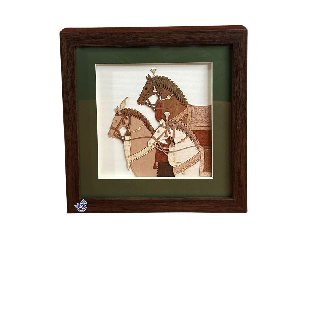 3 Horses Fine Wooden Artwork Detailed Craftsmanship Corporate Souvenir Tamrapatra