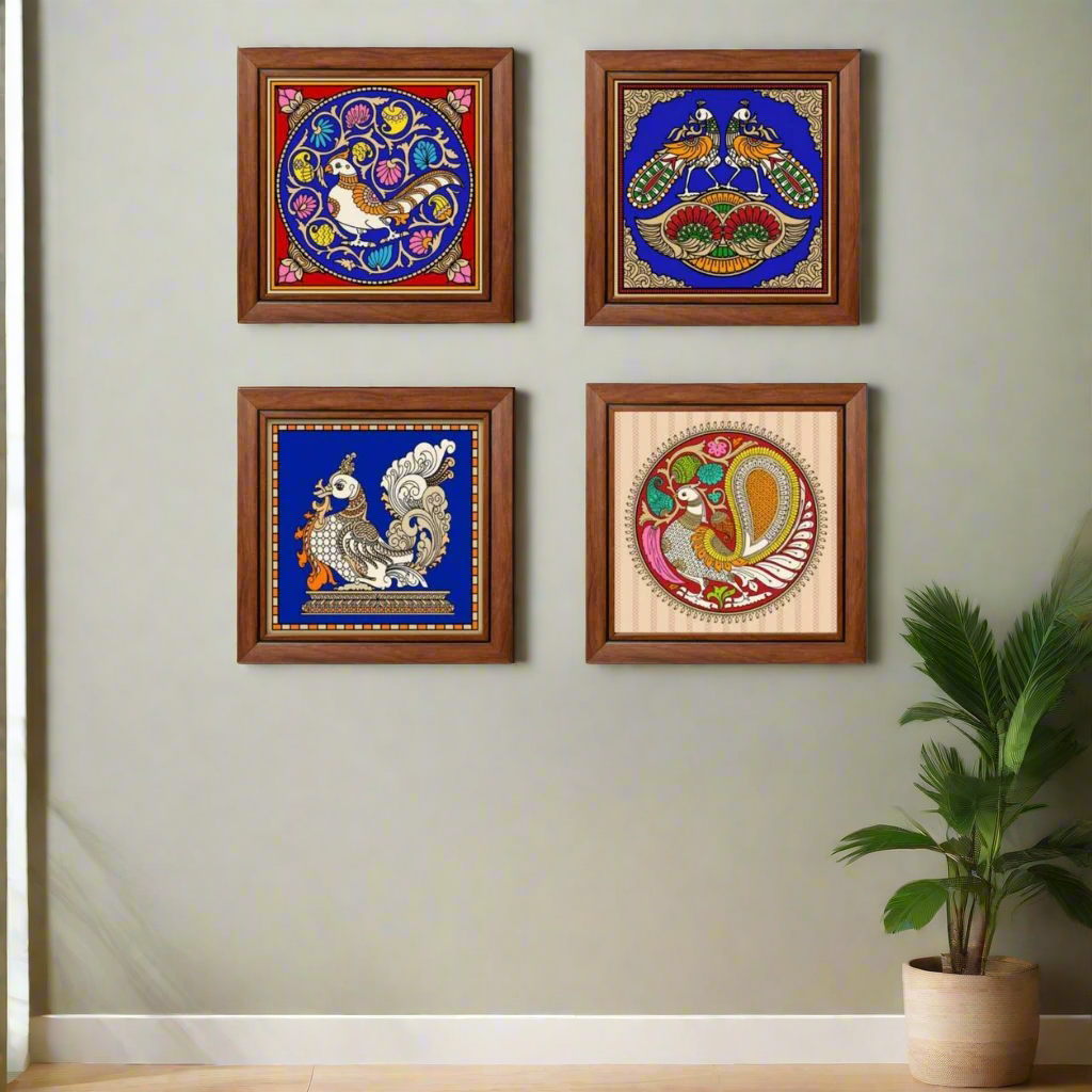 Birds Theme Tanjore Reverse Glass Paintings Frame In Various Designs By Tamrapatra