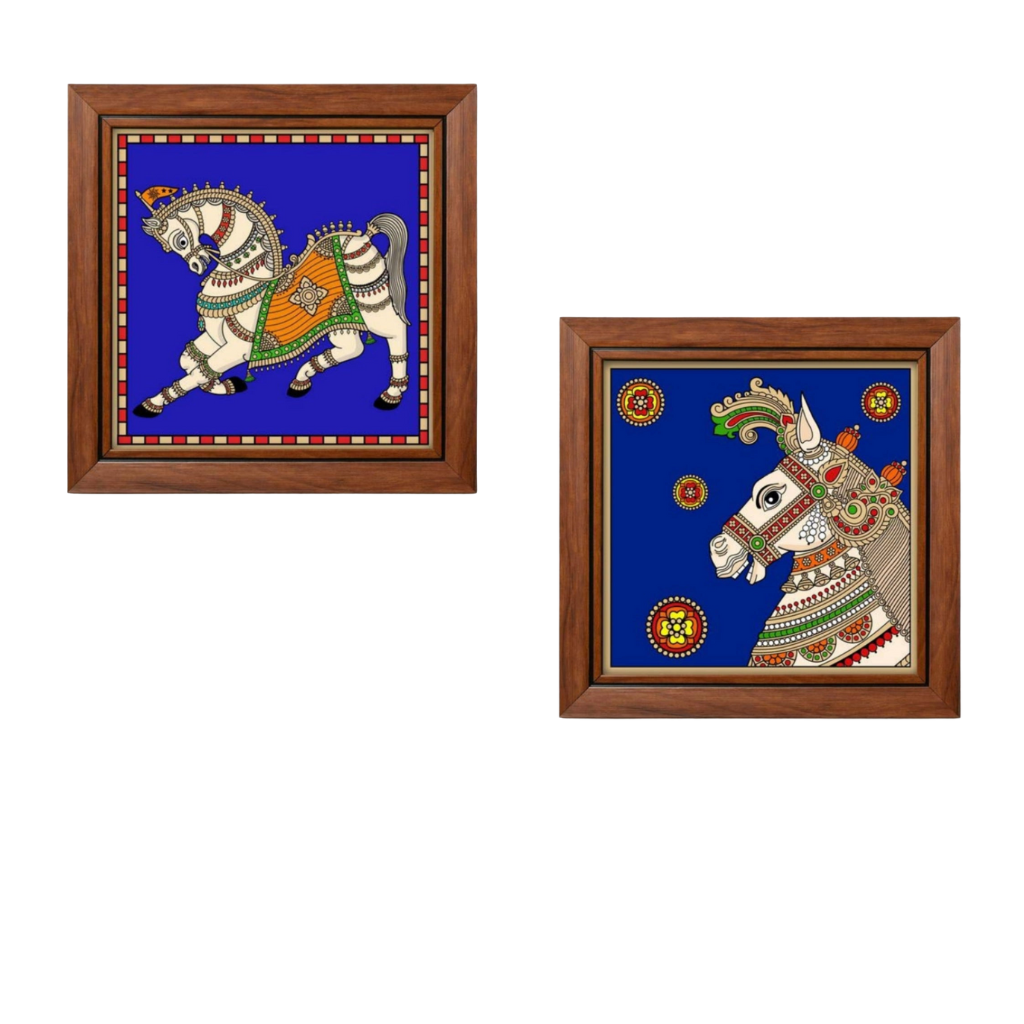 Horse Painting In Reverse Glass Traditional Tanjore Art Frames From Tamrapatra