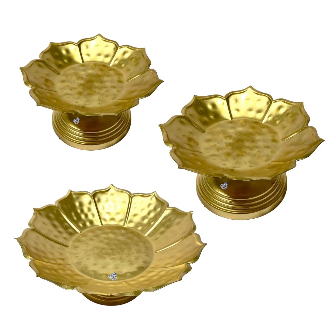Crown Shaped Golden Pots With Stand Attractive Stylish Décor From Tamrapatra