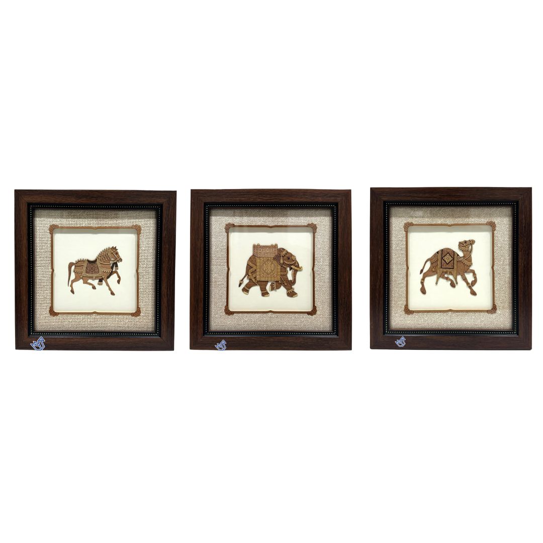 Wooden Animals Depiction Frame Exclusive Artware Available At Tamrapatra