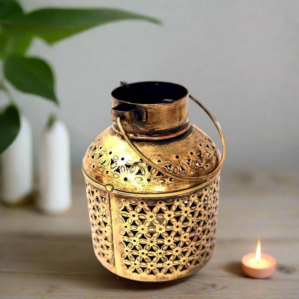 Kettle Style Tea Light Holder Hanging Metal Lantern Home Décor By Tamrapatra - Tamrapatra