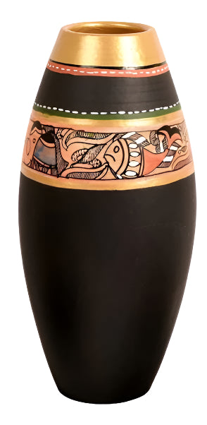 Luxury Earthen Pots Madhu Bani Designed Black Shade In 3 Shapes By Tamrapatra