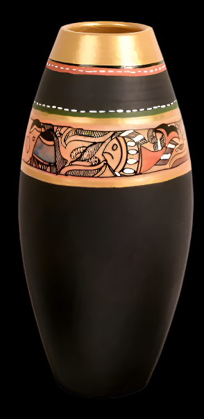 Luxury Earthen Pots Madhu Bani Designed Black Shade In 3 Shapes By Tamrapatra