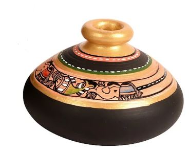 Luxury Earthen Pots Madhu Bani Designed Black Shade In 3 Shapes By Tamrapatra