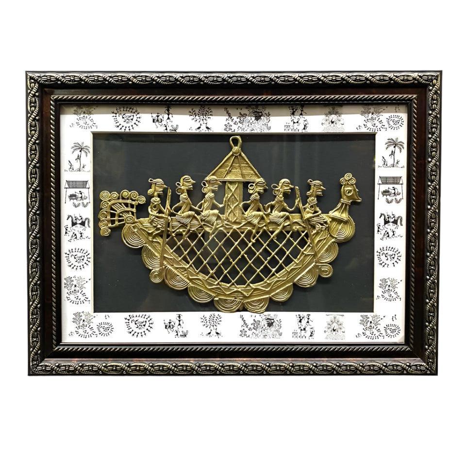 Dhokra Art Depicts Tribal Riding Boat Frame Classic Designs Available At Tamrapatra