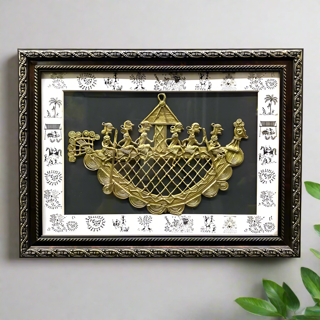 Dhokra Art Depicts Tribal Riding Boat Frame Classic Designs Available At Tamrapatra