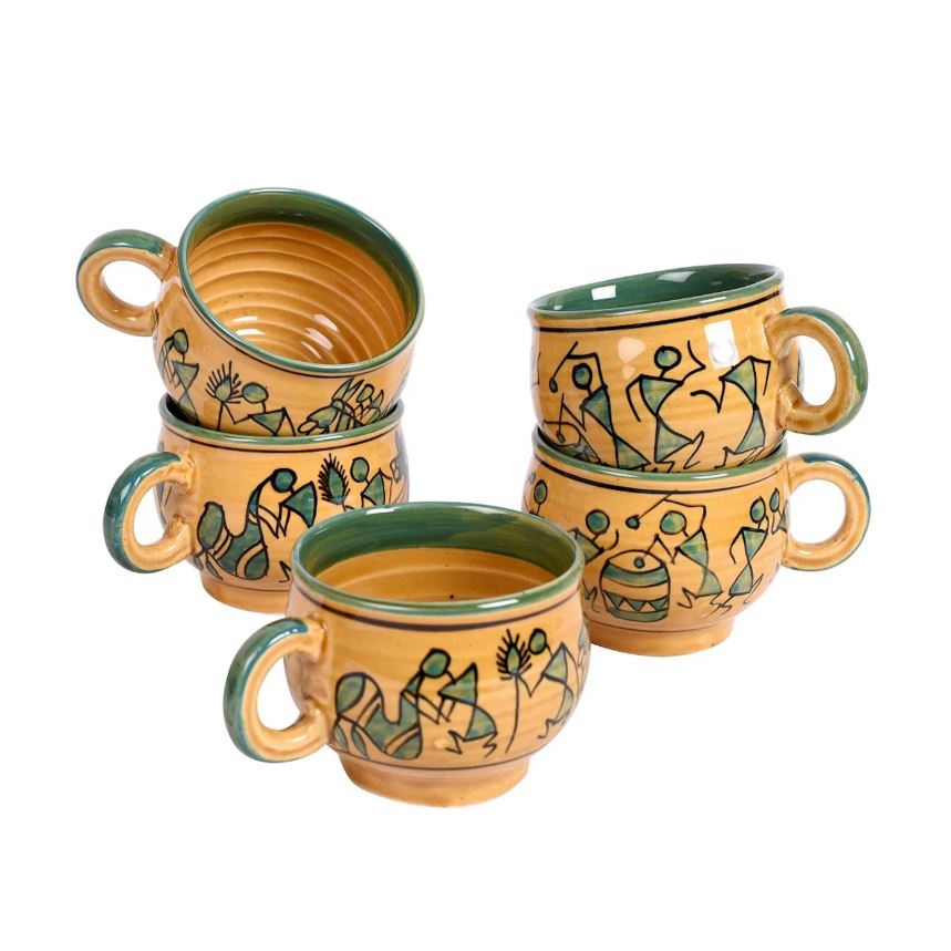 Warli Tea Coffee Ceramic Cups Glazed Kitchen Utilities New Range From Tamrapatra