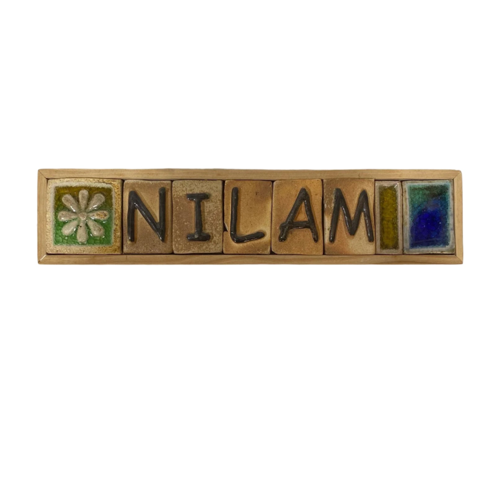 Ceramic Tiles Name Plate With Wooden Frame Single Design New By Tamrapatra