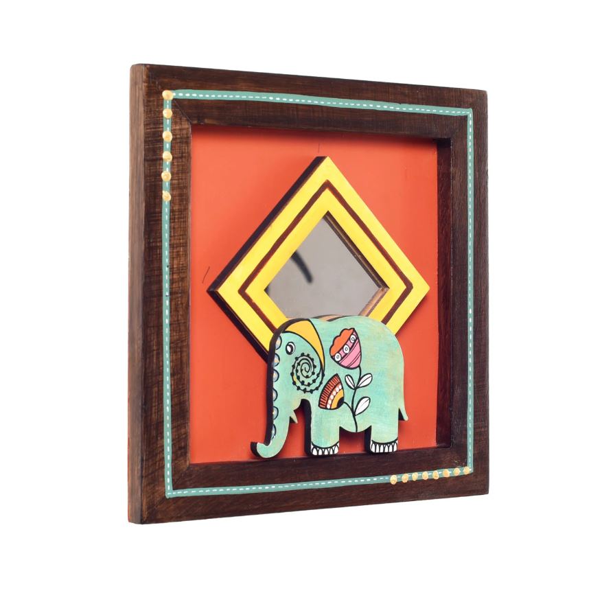 Wooden Hand Painting On Canvas Enclosed In Glass Frame For Wall By Tamrapatra