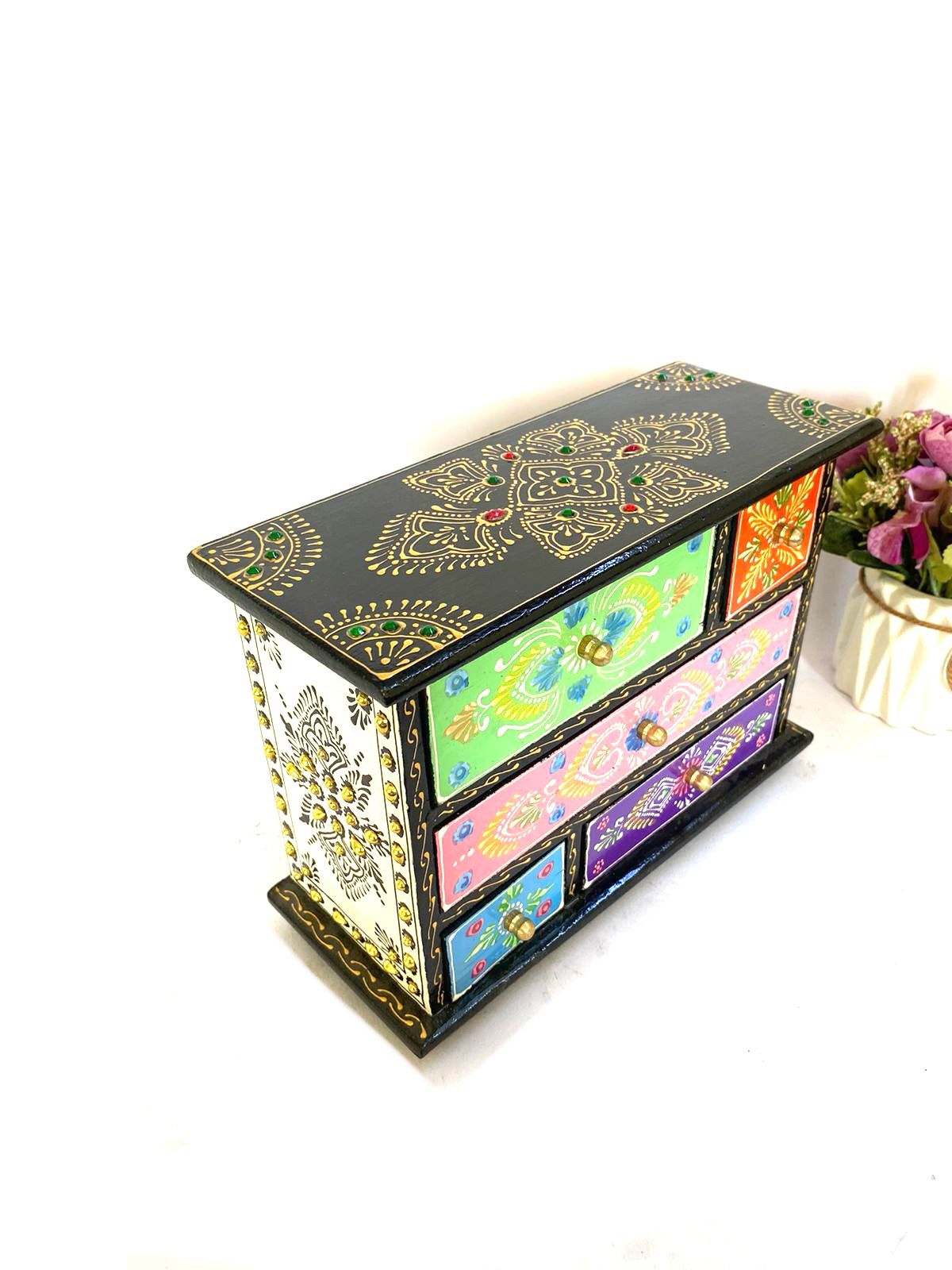 Jewelry Wooden Box Traditional Hand Painted Exclusive Creations Indian Art Tamrapatra