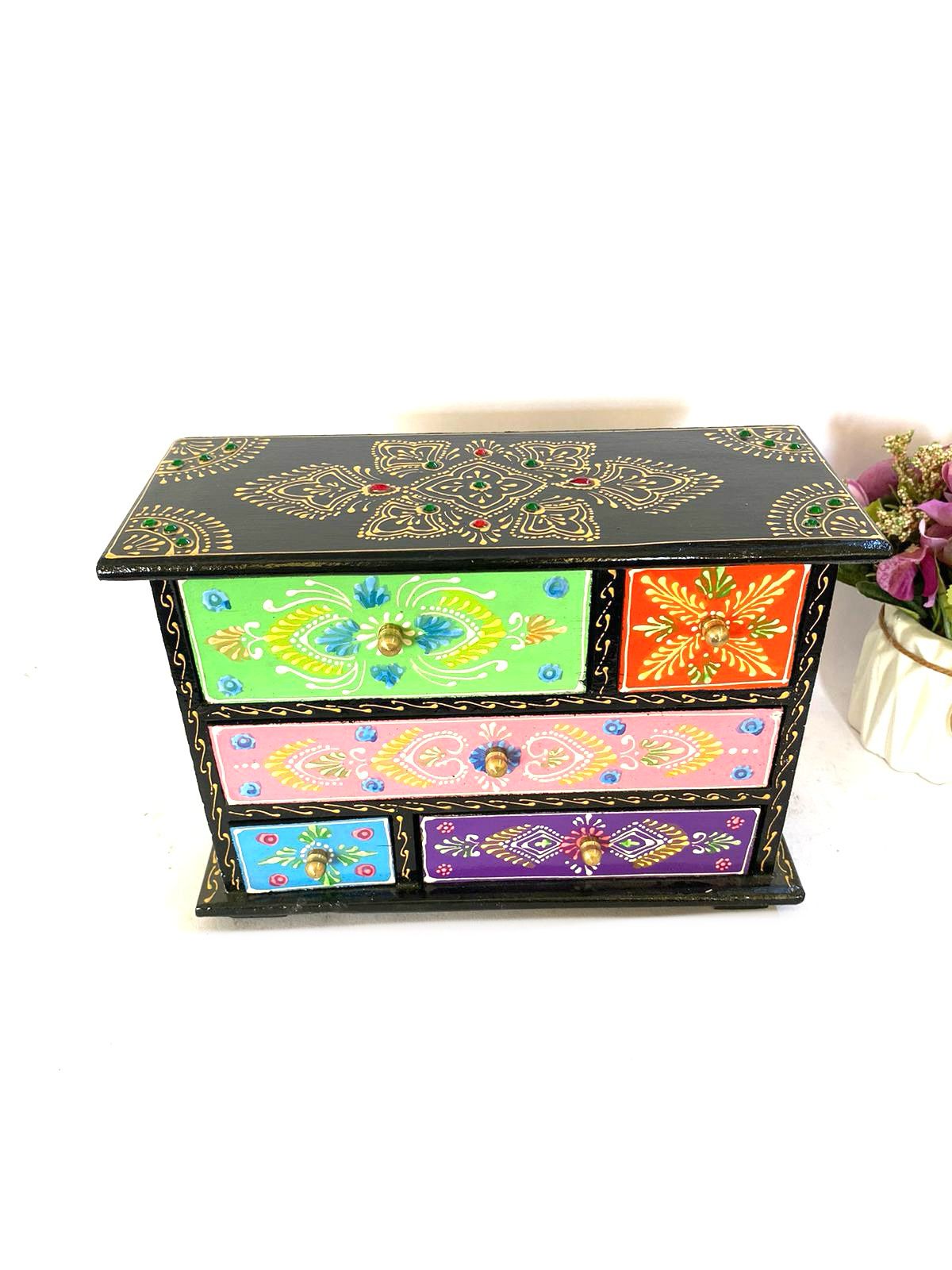 Jewelry Wooden Box Traditional Hand Painted Exclusive Creations Indian Art Tamrapatra