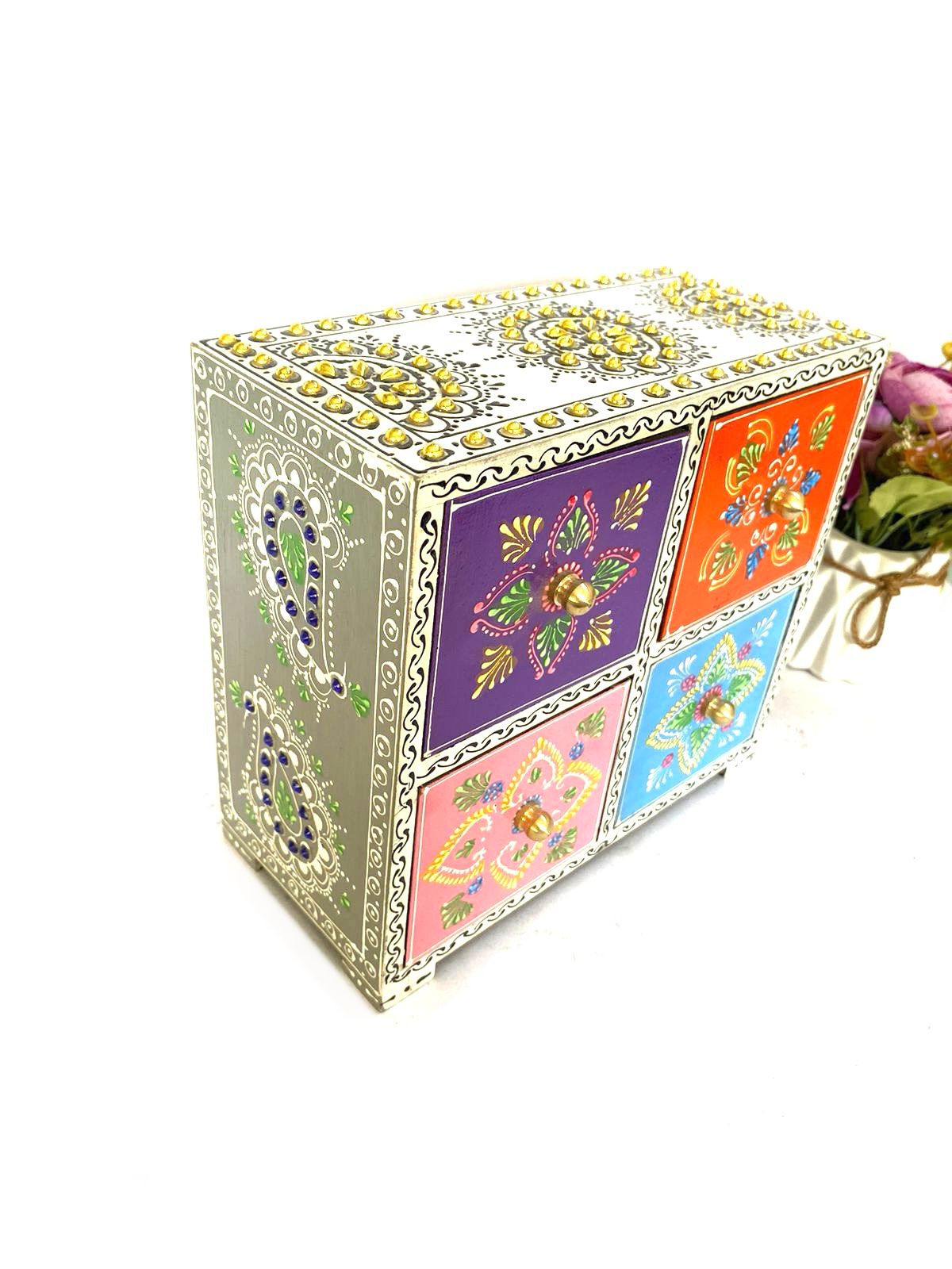 Jewelry Wooden Box Traditional Hand Painted Exclusive Creations Indian Art Tamrapatra