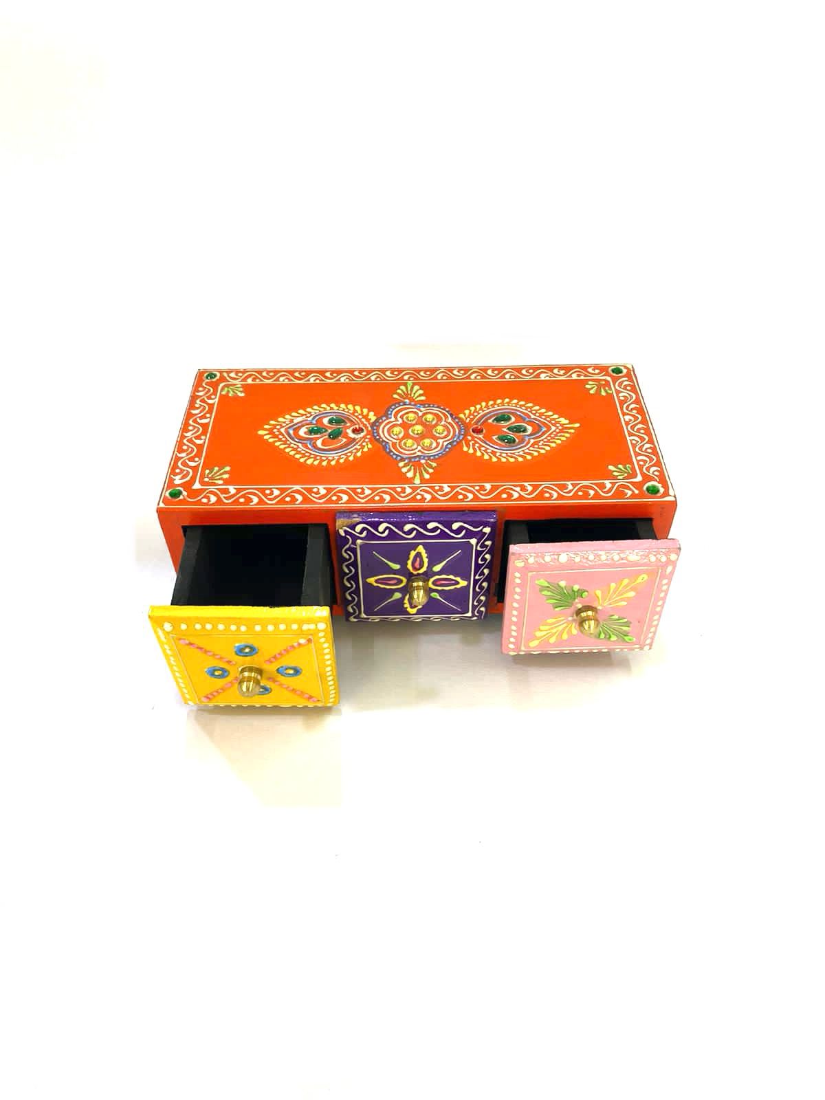 Jewelry Wooden Box Traditional Hand Painted Exclusive Creations Indian Art Tamrapatra