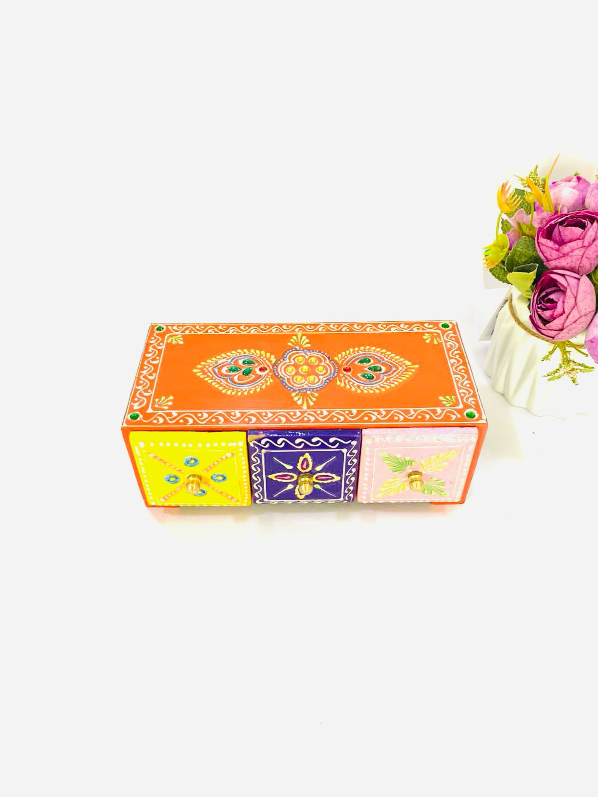 Jewelry Wooden Box Traditional Hand Painted Exclusive Creations Indian Art Tamrapatra