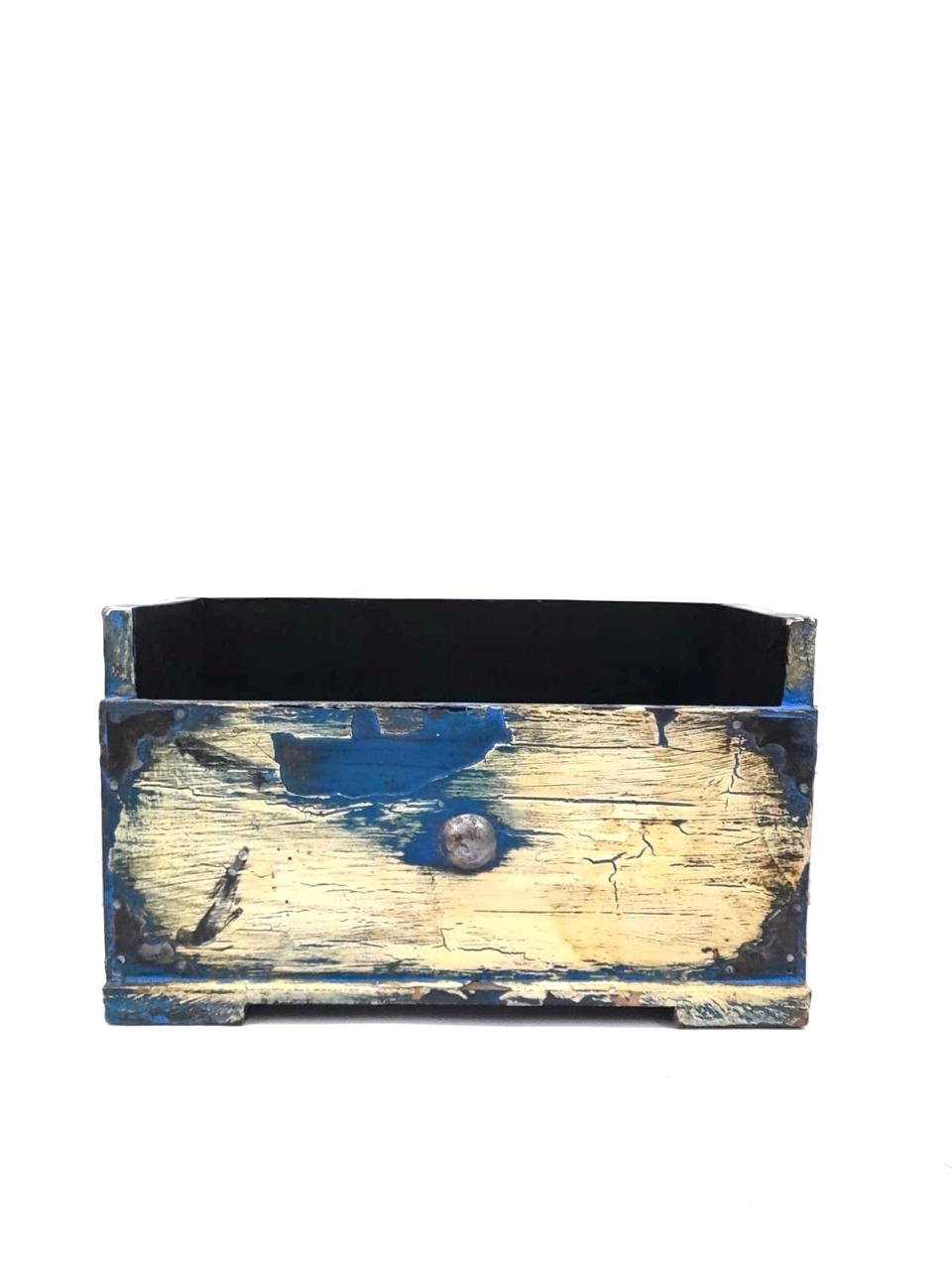 Rustic Painting Handcrafted Wooden Exclusive Napkin & Cutlery Holder By Tamrapatra