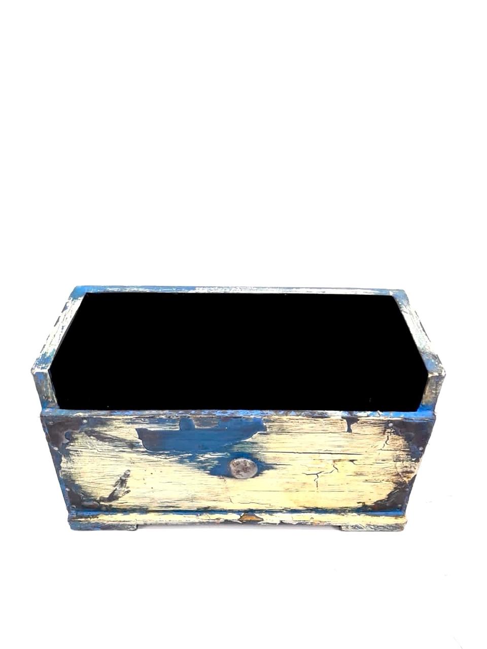 Rustic Painting Handcrafted Wooden Exclusive Napkin & Cutlery Holder By Tamrapatra
