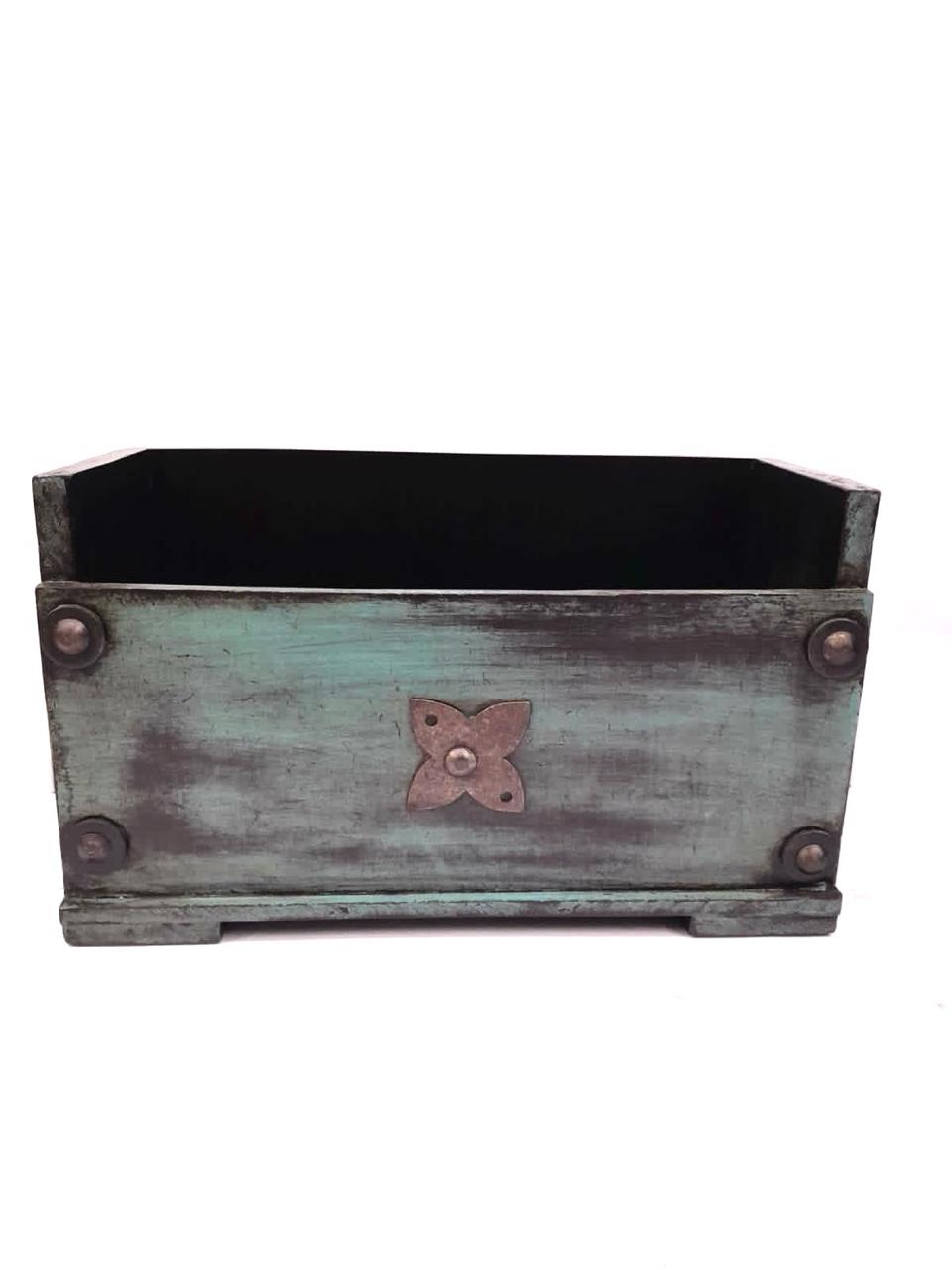 Rustic Painting Handcrafted Wooden Exclusive Napkin & Cutlery Holder By Tamrapatra