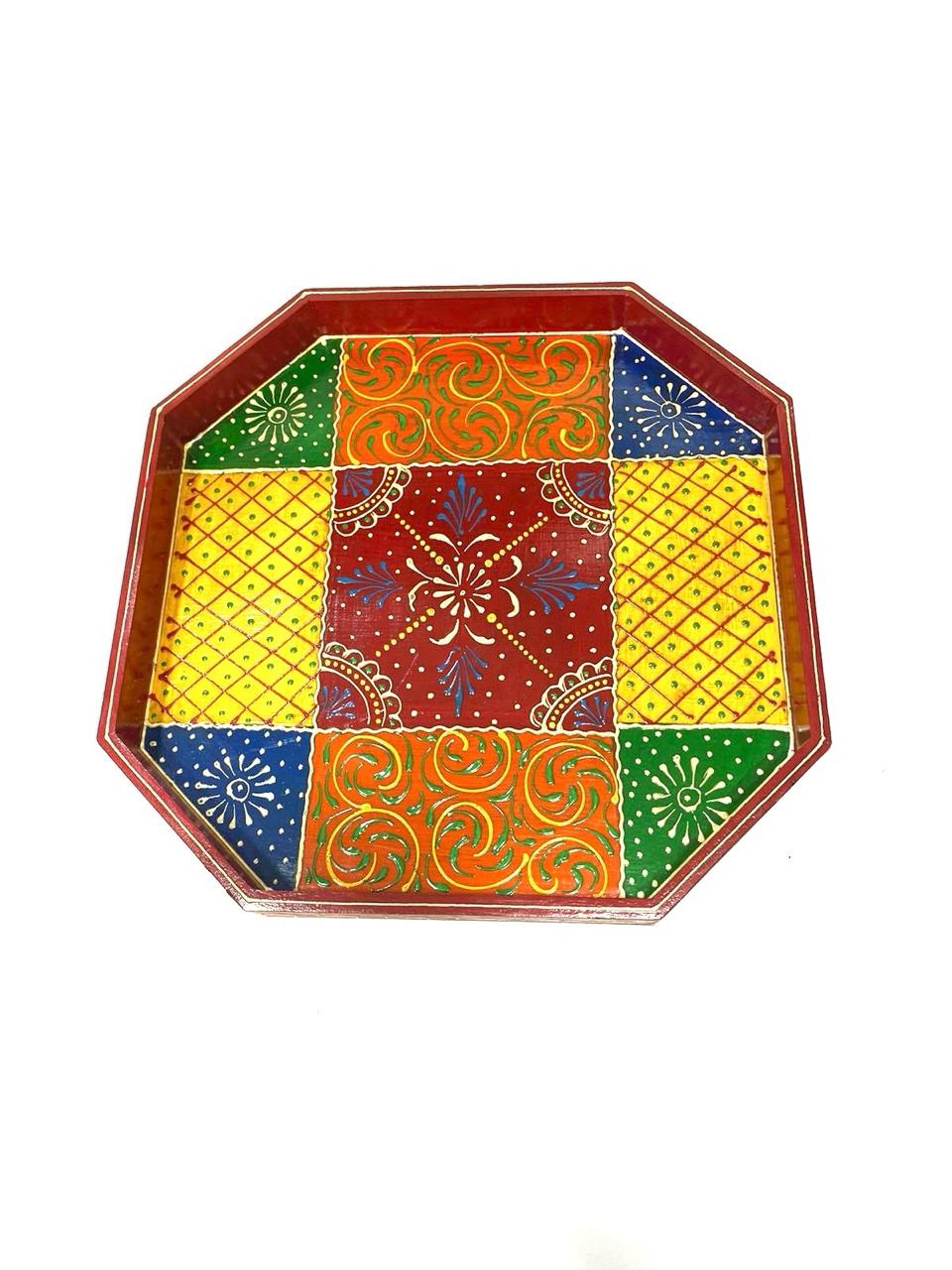 Unique Octagon Shaped Traditional Handcrafted Tray Utility From Tamrapatra