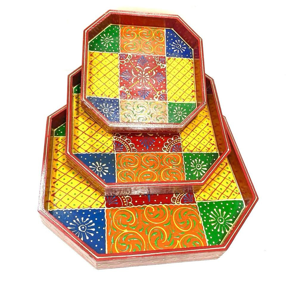 Unique Octagon Shaped Traditional Handcrafted Tray Utility From Tamrapatra - Tamrapatra