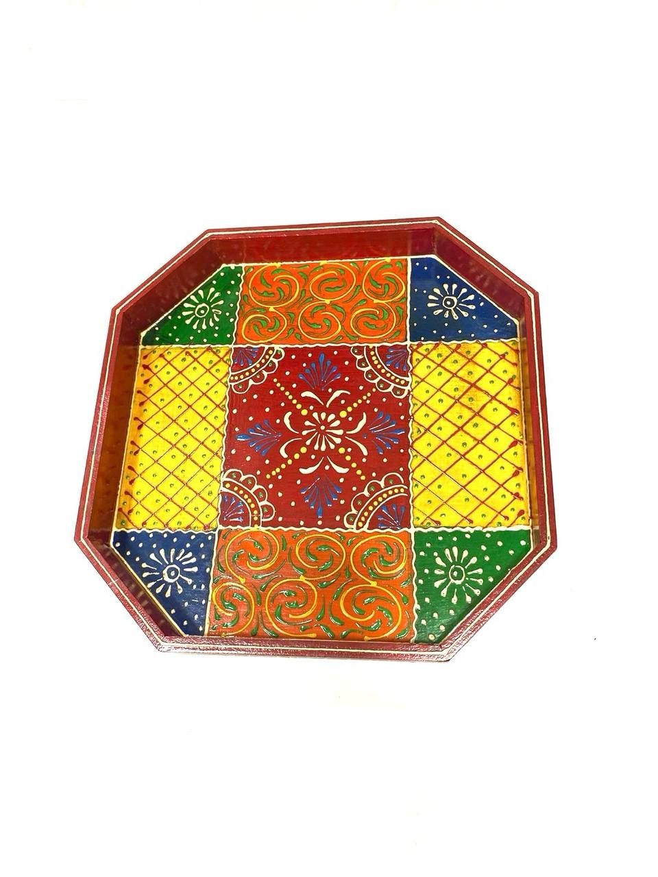 Unique Octagon Shaped Traditional Handcrafted Tray Utility From Tamrapatra