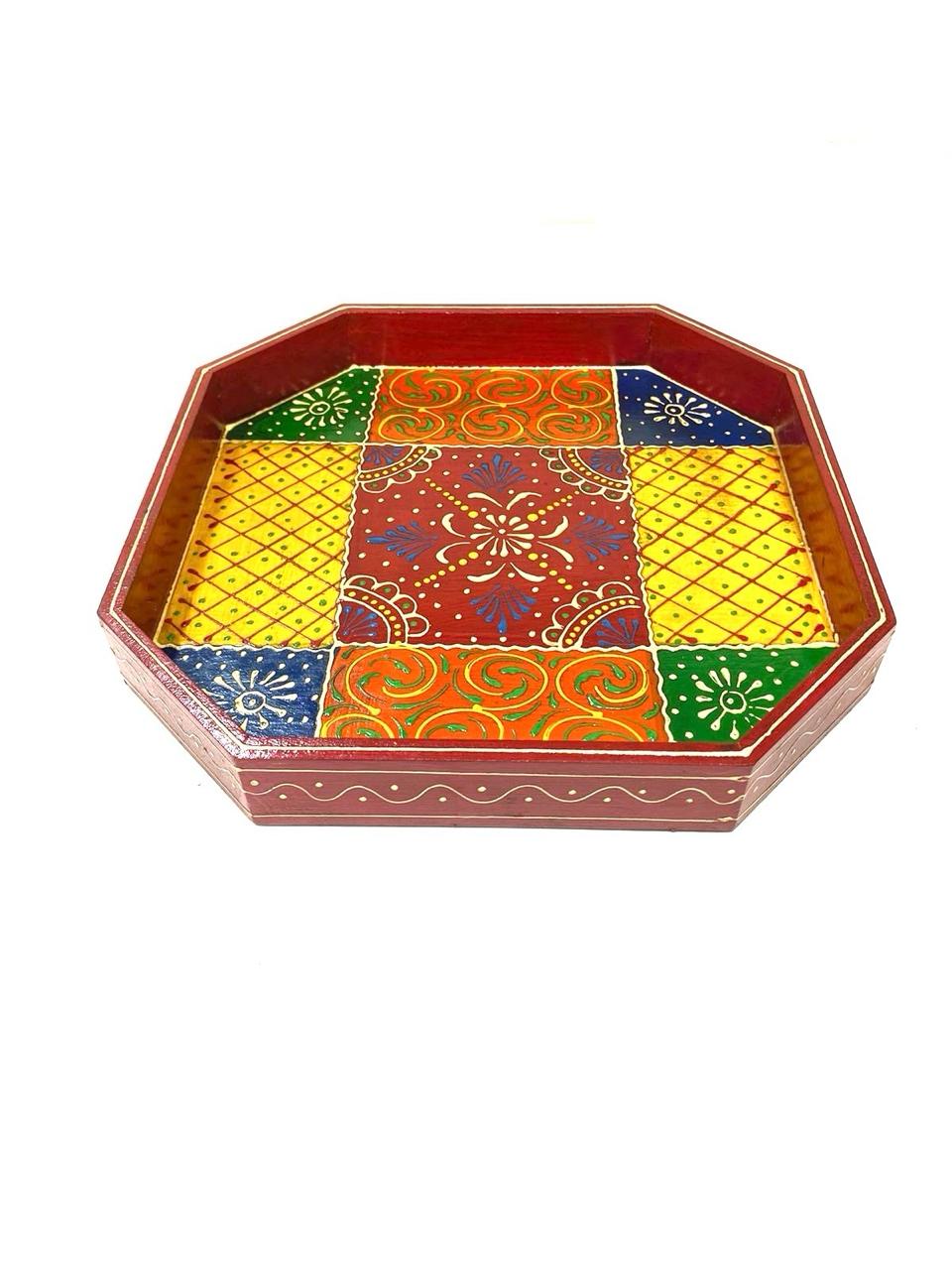 Unique Octagon Shaped Traditional Handcrafted Tray Utility From Tamrapatra
