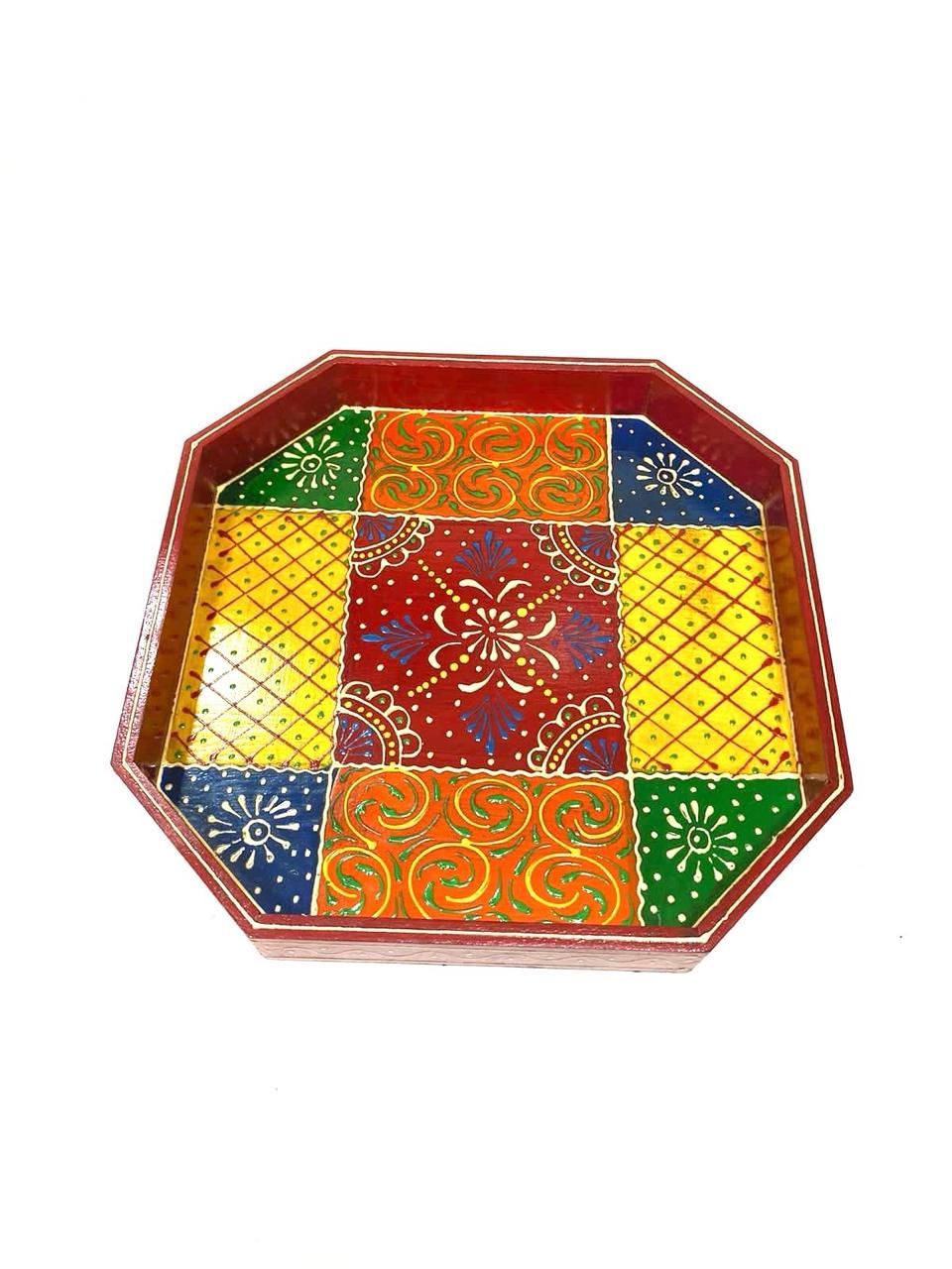 Unique Octagon Shaped Traditional Handcrafted Tray Utility From Tamrapatra