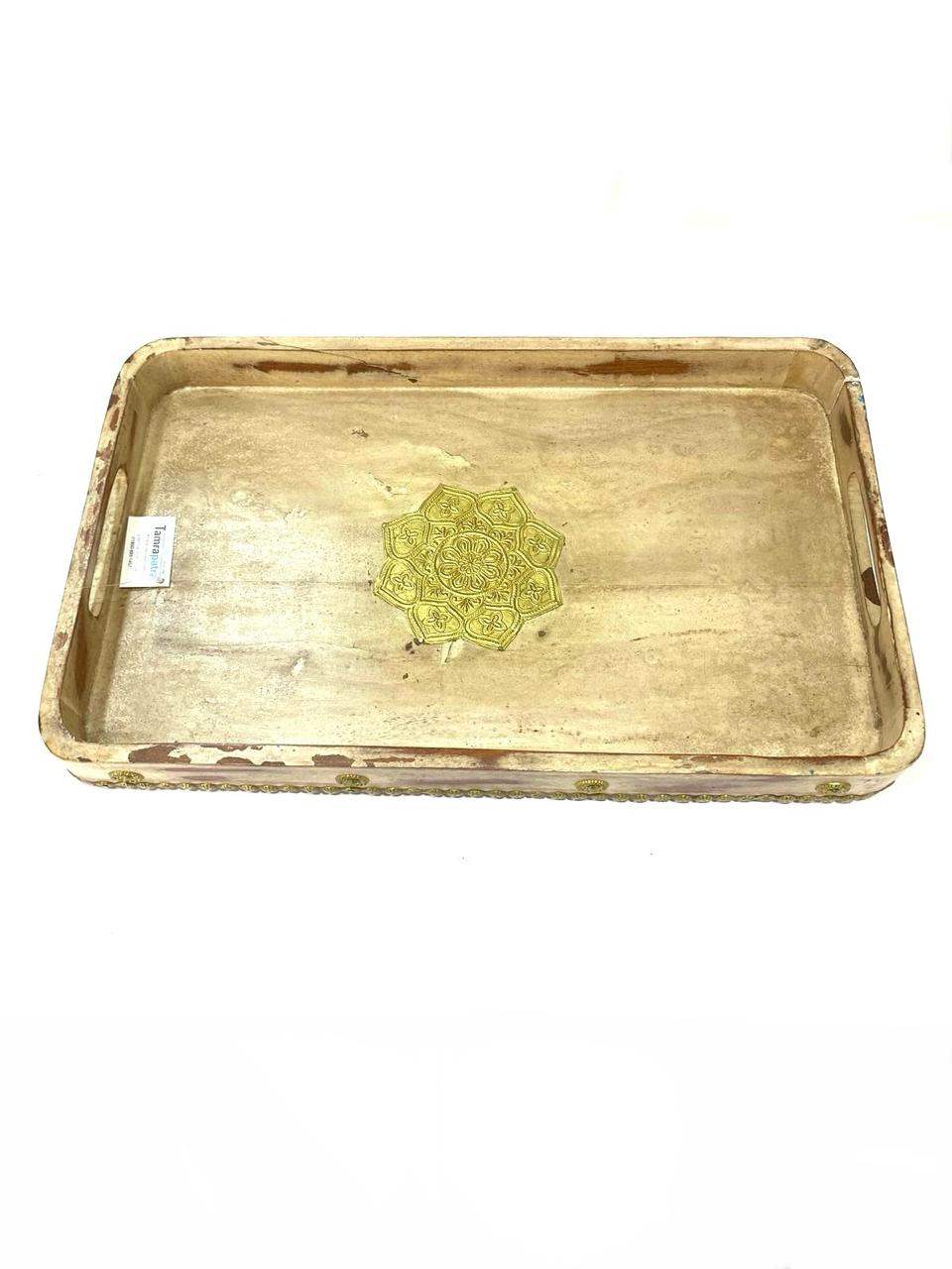 Wood Tray With Elegant Rustic Design Corporate Contemporary From Tamrapatra