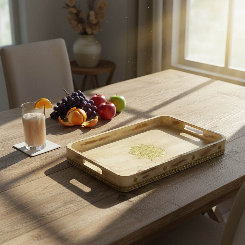 Wood Tray With Elegant Rustic Design Corporate Contemporary From Tamrapatra