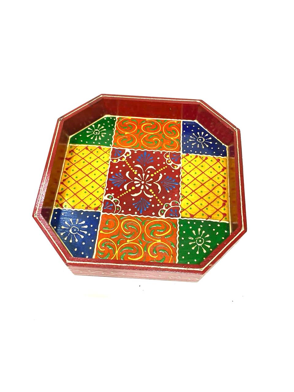 Unique Octagon Shaped Traditional Handcrafted Tray Utility From Tamrapatra