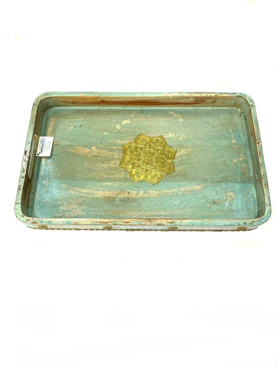 Wood Tray With Elegant Rustic Design Corporate Contemporary From Tamrapatra