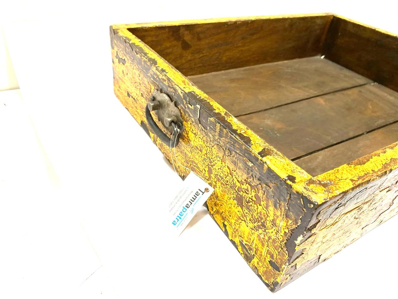 Big Wooden Tray With Premium Handles Vintage Rustic Finish Theme By Tamrapatra