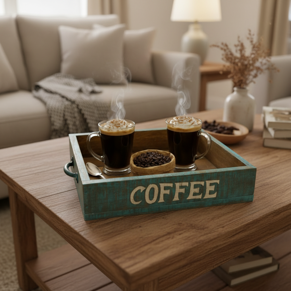 Big Wooden Tray With Premium Handles Vintage Rustic Finish Theme By Tamrapatra