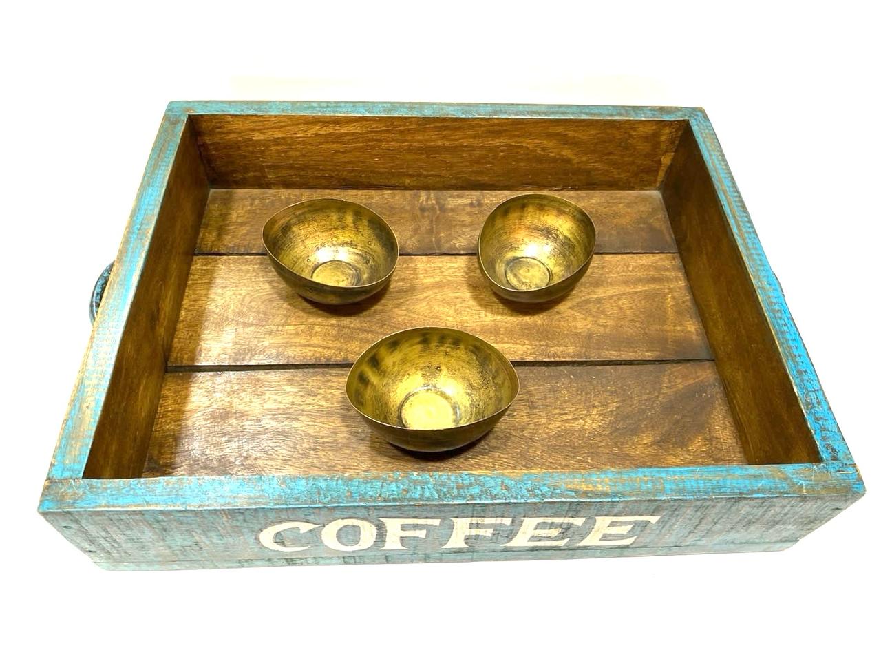 Big Wooden Tray With Premium Handles Vintage Rustic Finish Theme By Tamrapatra