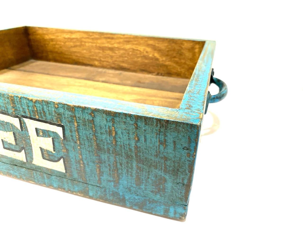 Big Wooden Tray With Premium Handles Vintage Rustic Finish Theme By Tamrapatra