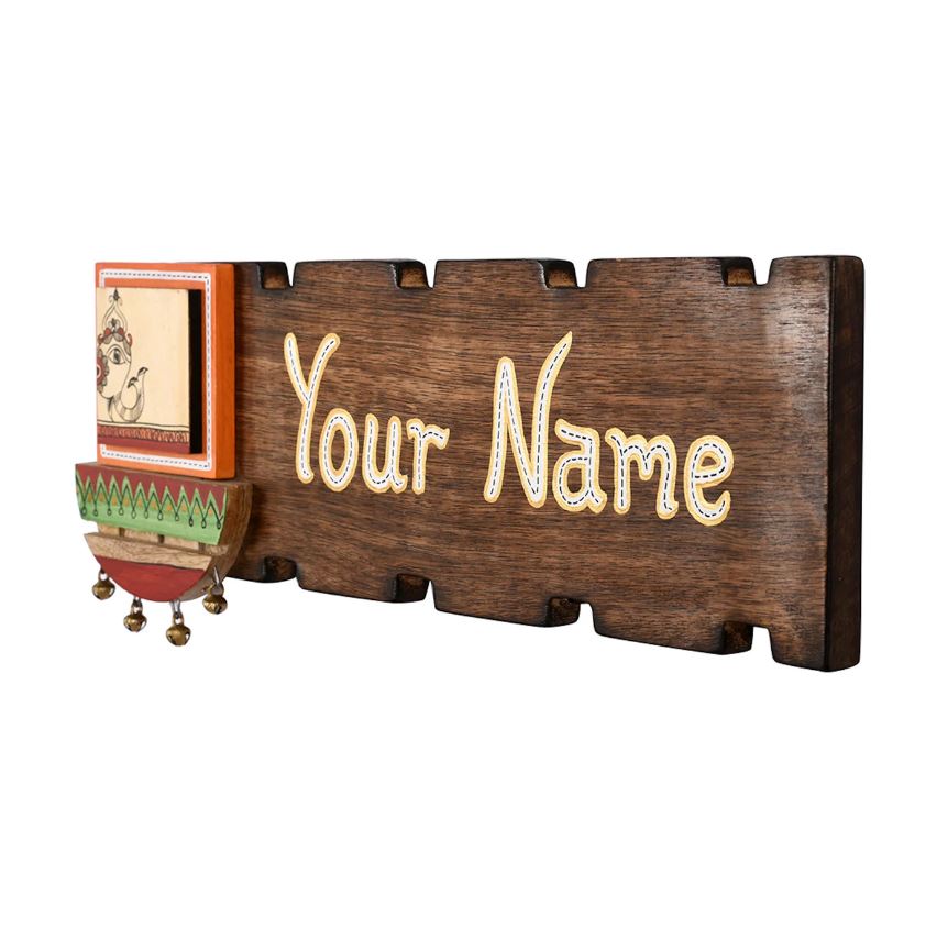 Wooden Name Plate Motifs Hand Painted Styled With Ghungroo Now By Tamrapatra