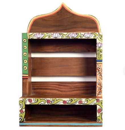 Wall Shelf Temple Design Hand Painted For Decoration From Tamrapatra