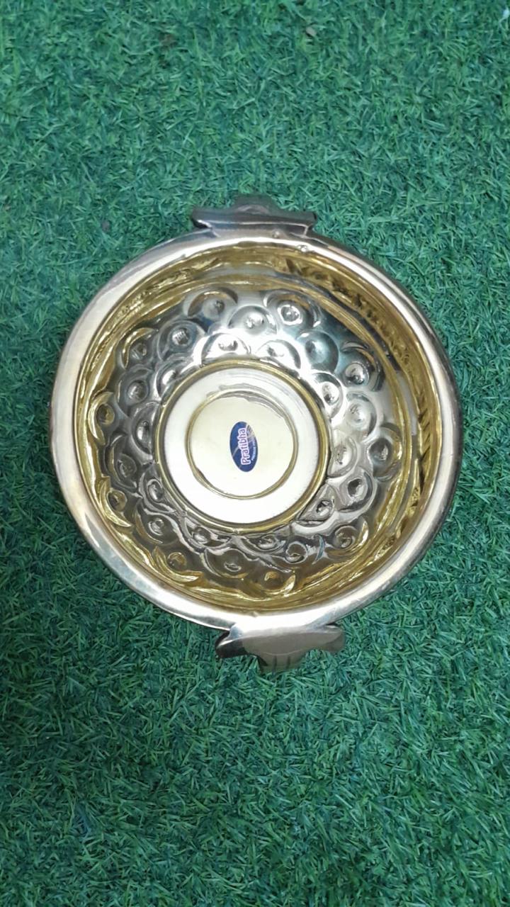 Floral Themed Urli Carving Design Handcrafted Pots For Decoration From Tamrapatra