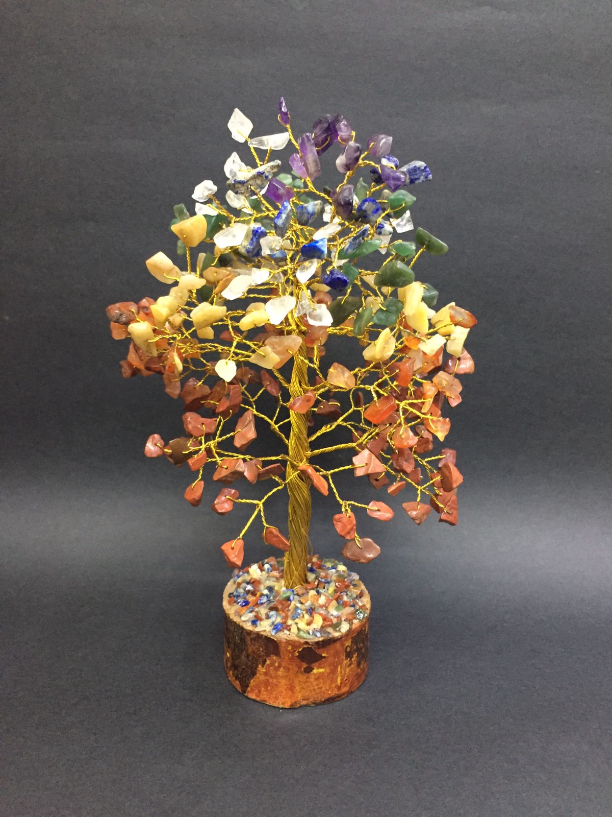 Attractive Crystal Tree 300 Beads Golden Wire 7 Chakra Lucky Gifts From Tamrapatra