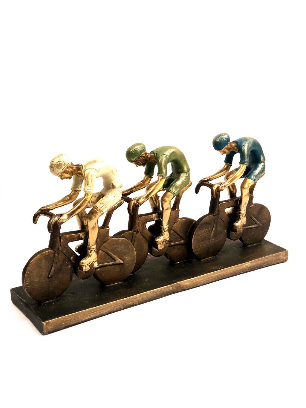 Cyclist Resin Artefact On Stand Home Decor For Cycle Lovers Tamrapatra