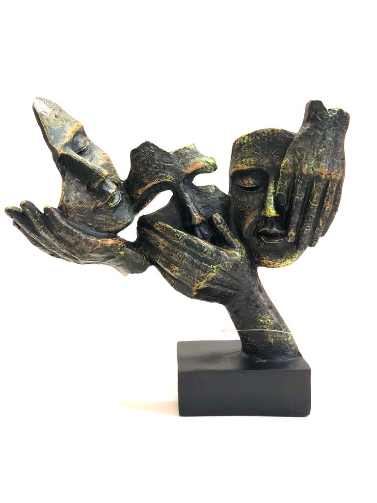 3 Faces Sculpture Artwork Interior Design Ideas With Modern Artefacts Tamrapatra